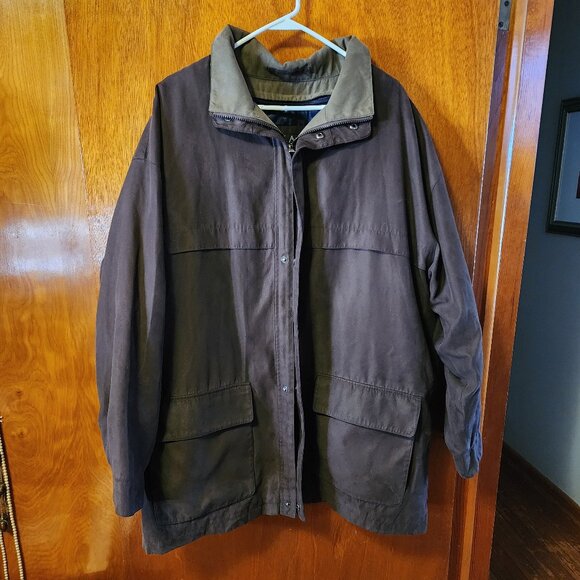 Men's Large Jos. A. Bank Brown Full Zip Overcoat Removable Liner - Picture 2 of 10